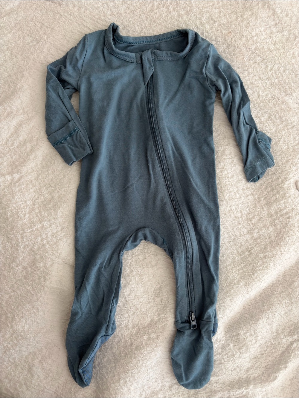 Blue Zipper Footed One-Piece Pajamas for baby